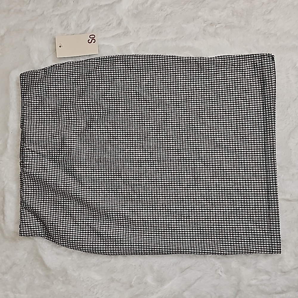 SO Womens size XS black white gingham style bodycon slit mini skirt NWT